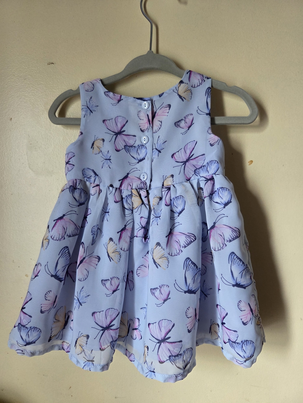 Nannette Light Blue Butterfly Print Dress with Pink Accents